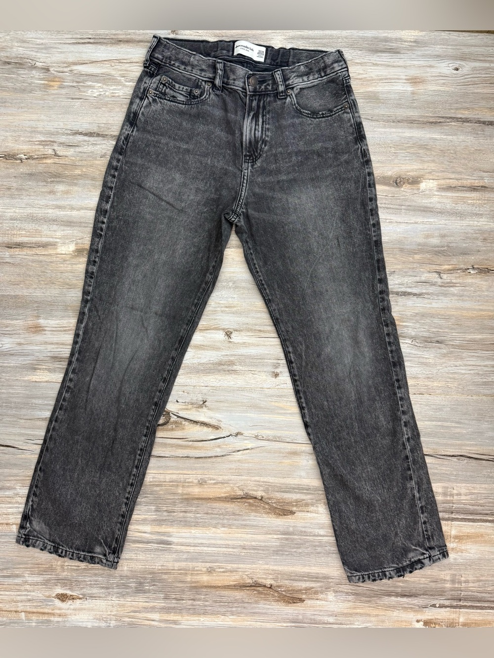 Abercrombie Kids Loose Jeans Boys 13/14 Regular Fit Gray Dark Wash Denim